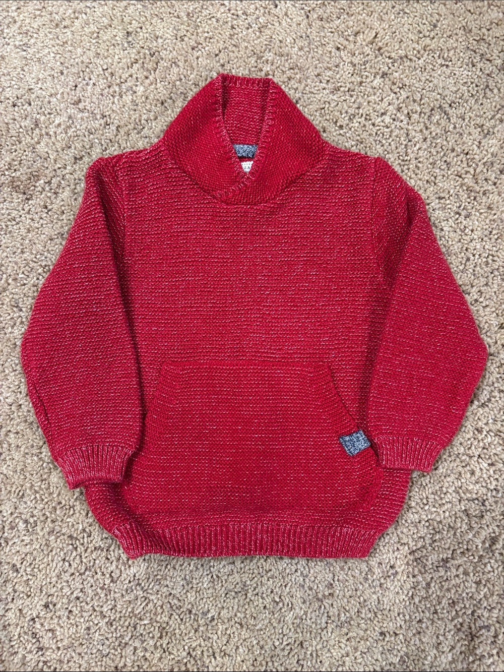 Zara Red Shawl Collar Knit Sweater, 9-12 months